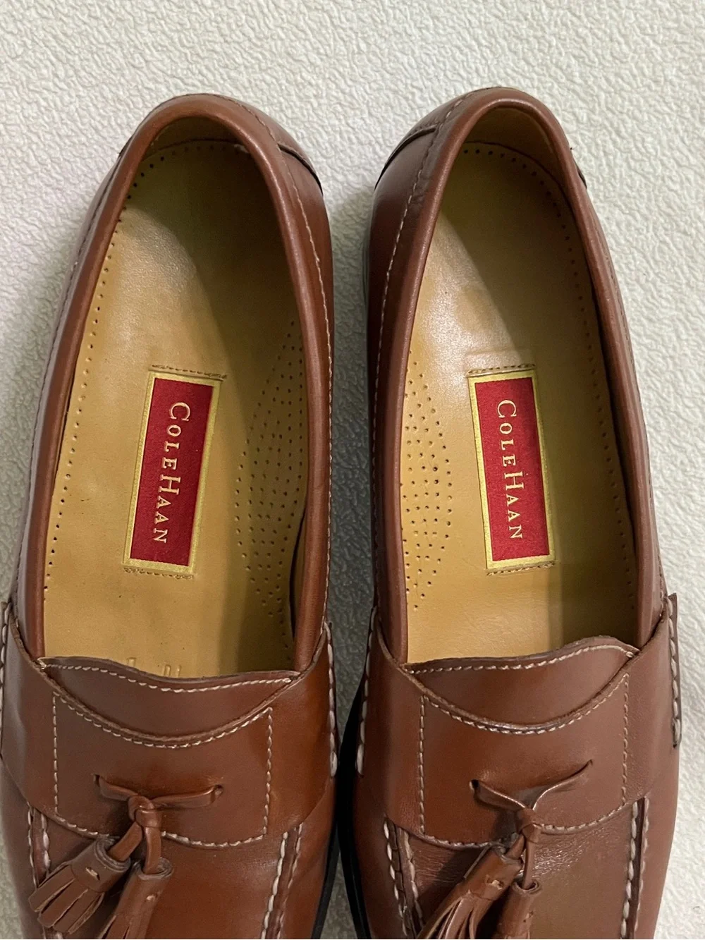 Cole Haan Men’s Tassel Loafers Cognac Leather Size 10 D Classic Dress Shoes